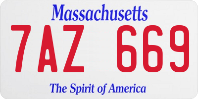 MA license plate 7AZ669