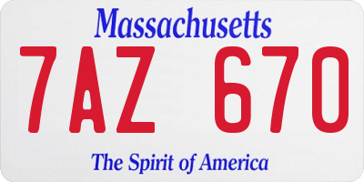 MA license plate 7AZ670