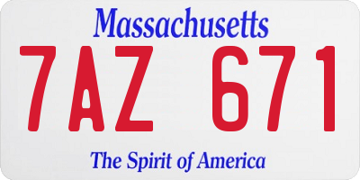 MA license plate 7AZ671