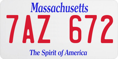 MA license plate 7AZ672