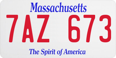 MA license plate 7AZ673