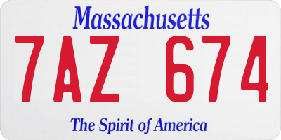 MA license plate 7AZ674