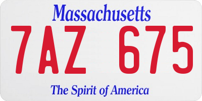 MA license plate 7AZ675