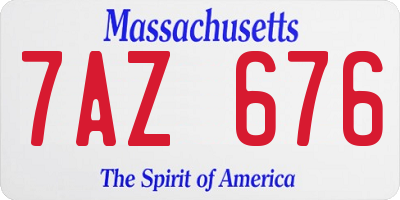 MA license plate 7AZ676