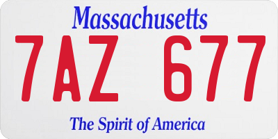 MA license plate 7AZ677