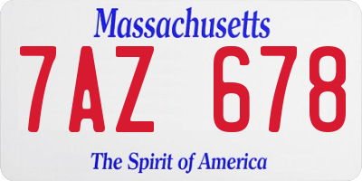 MA license plate 7AZ678