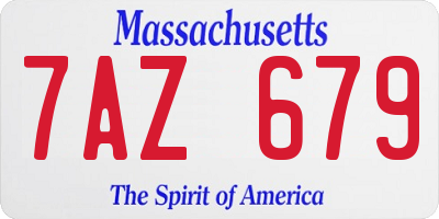 MA license plate 7AZ679