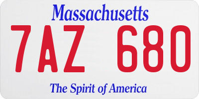MA license plate 7AZ680