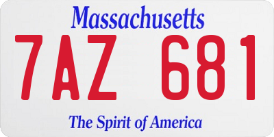MA license plate 7AZ681