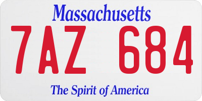 MA license plate 7AZ684