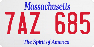 MA license plate 7AZ685