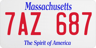 MA license plate 7AZ687