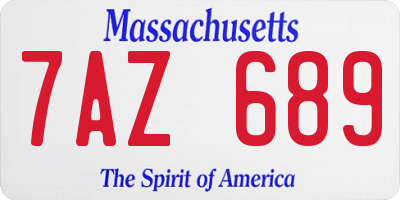 MA license plate 7AZ689