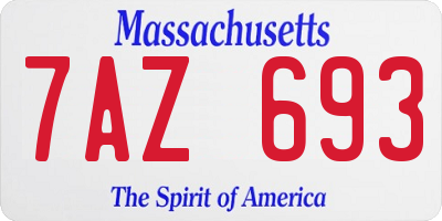 MA license plate 7AZ693