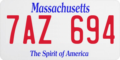 MA license plate 7AZ694