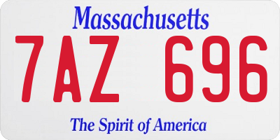 MA license plate 7AZ696