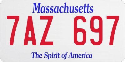 MA license plate 7AZ697