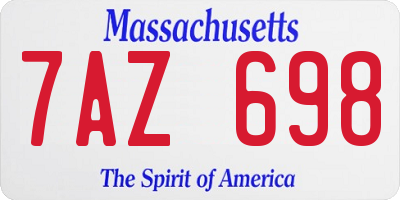 MA license plate 7AZ698