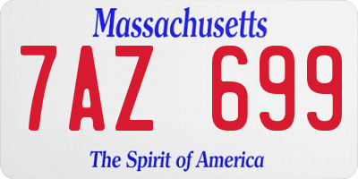 MA license plate 7AZ699