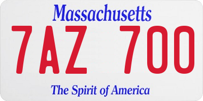 MA license plate 7AZ700