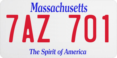 MA license plate 7AZ701