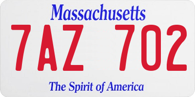 MA license plate 7AZ702