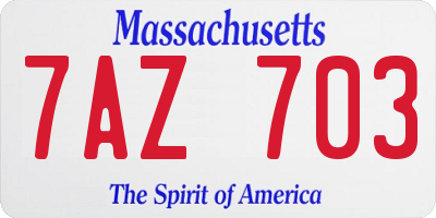 MA license plate 7AZ703