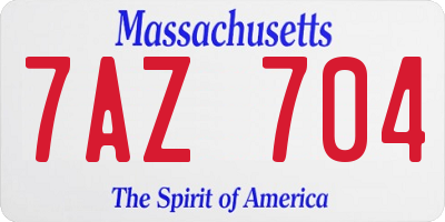 MA license plate 7AZ704