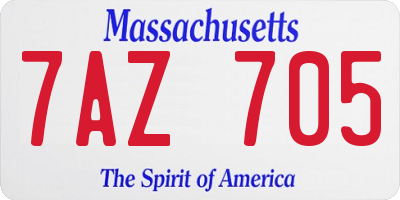 MA license plate 7AZ705