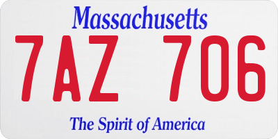 MA license plate 7AZ706
