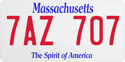 MA license plate 7AZ707