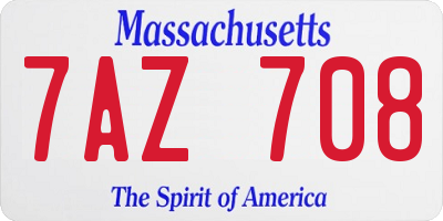 MA license plate 7AZ708
