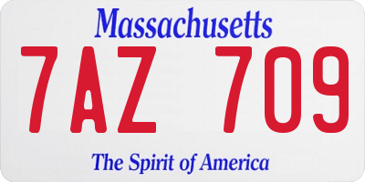 MA license plate 7AZ709