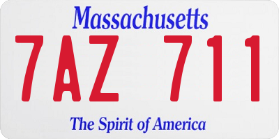MA license plate 7AZ711