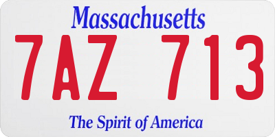 MA license plate 7AZ713