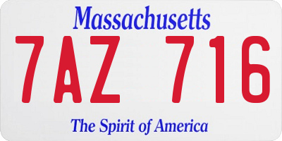 MA license plate 7AZ716