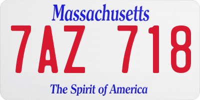 MA license plate 7AZ718