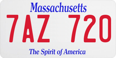 MA license plate 7AZ720