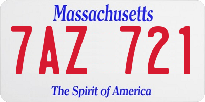 MA license plate 7AZ721