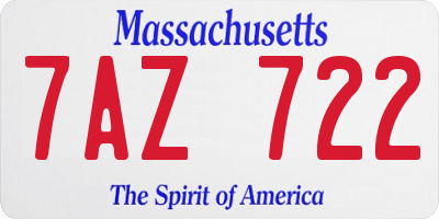 MA license plate 7AZ722
