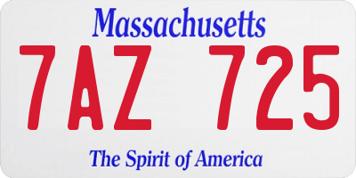 MA license plate 7AZ725