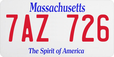 MA license plate 7AZ726