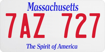 MA license plate 7AZ727