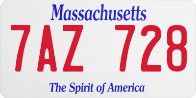 MA license plate 7AZ728