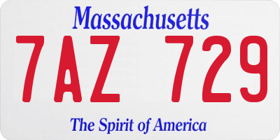 MA license plate 7AZ729