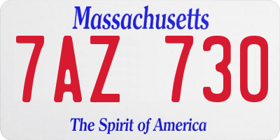 MA license plate 7AZ730