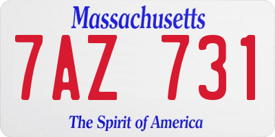 MA license plate 7AZ731