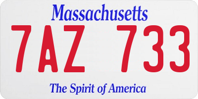 MA license plate 7AZ733