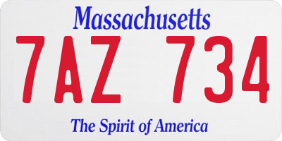MA license plate 7AZ734