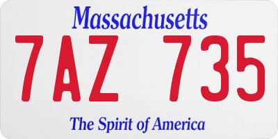 MA license plate 7AZ735